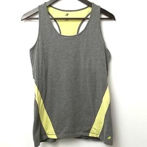 🎁5/$25 Joe Fresh Tank Top Women's Large Sports Bra Inside Gray Yellow Green